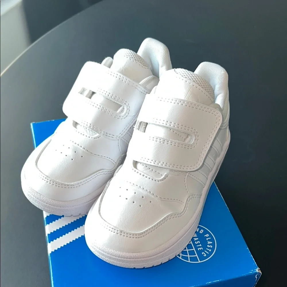 adidas Kids White Velcro Sneakers